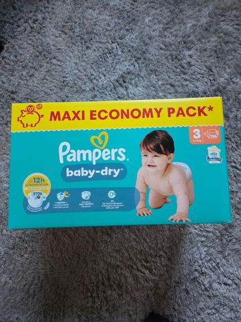Couche pampers taille 3 136 couches neuf baby dry protect bio