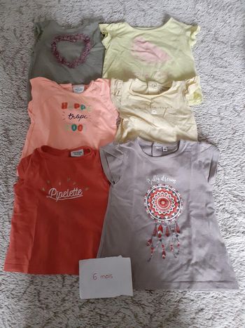 Lot de 6 t-shirts manches courtes 6 mois