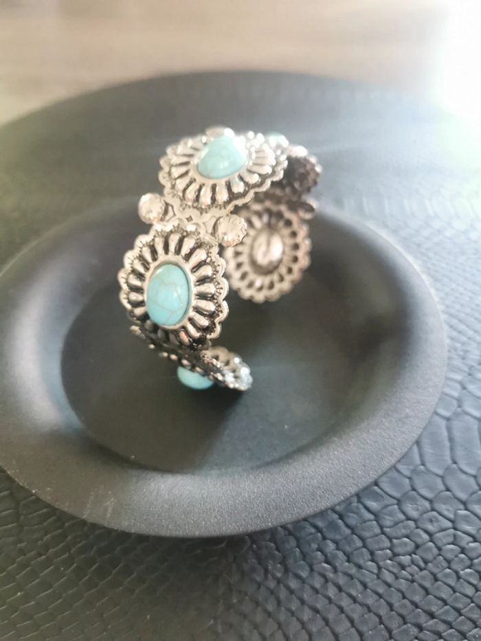 Bracelet de style cowboy country turquoise - photo numéro 2