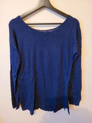 Pull léger Naf Naf femme taille L bleue marine brillant