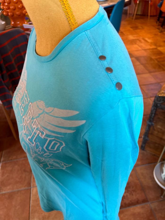 Liberto t shirt manches longues taille 14 ans turquoise - photo numéro 3