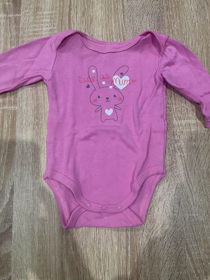 Lot de 3 bodys ML đ° rose et blanc bb fille - photo numĂ©ro 4