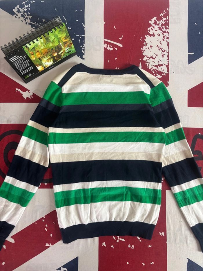 Sweat col V Tommy Hilfiger taille S/M blanc bleu marine vert - photo numéro 11
