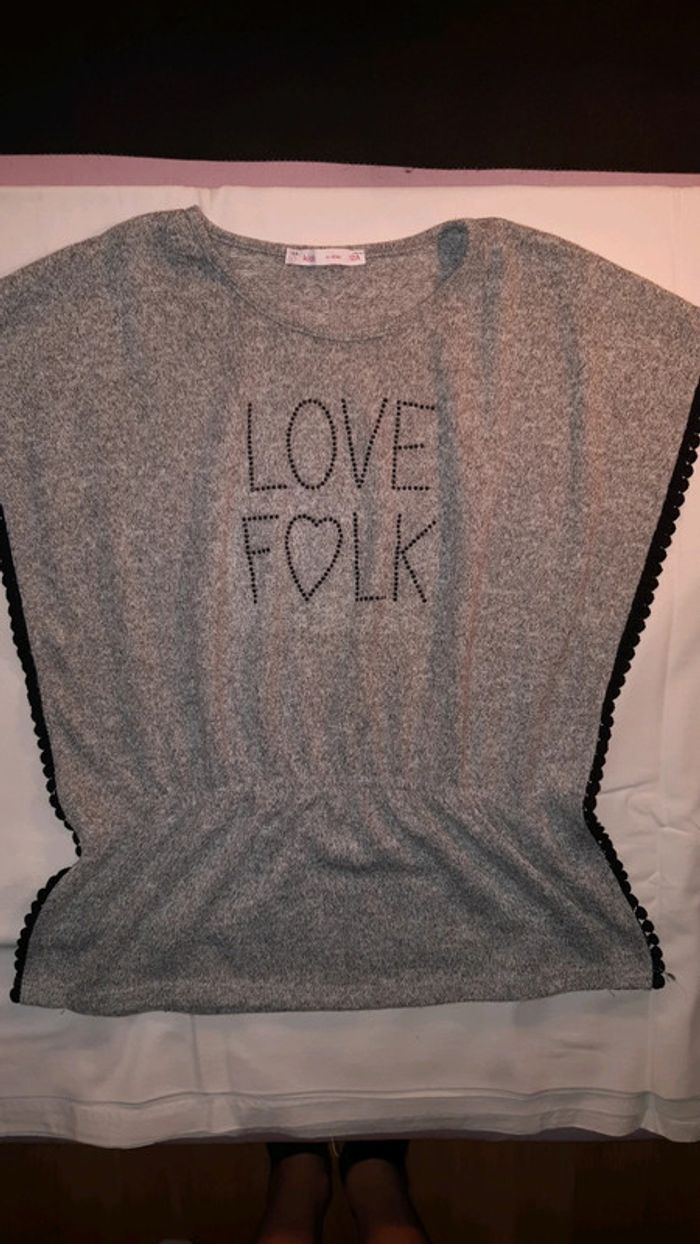 T-shirt gris Gémo pour fille en taille 12 ans. - photo numéro 5