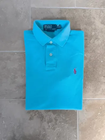 Polo Ralph Lauren homme S bleu clair logo rose excellent état