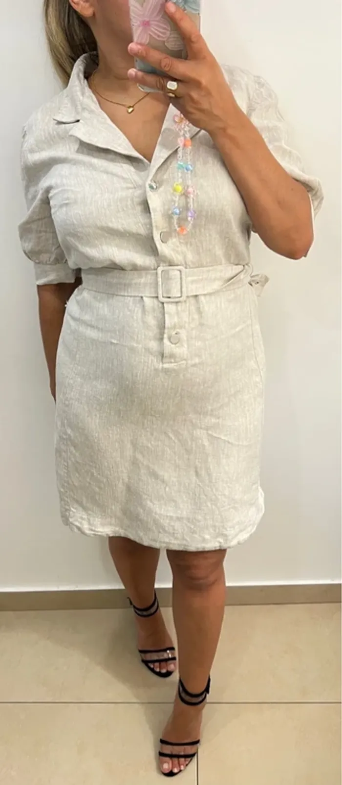 Robe En Lin Avec Ceinture Claudie Pierlot Taille 36-38 - photo numéro 5