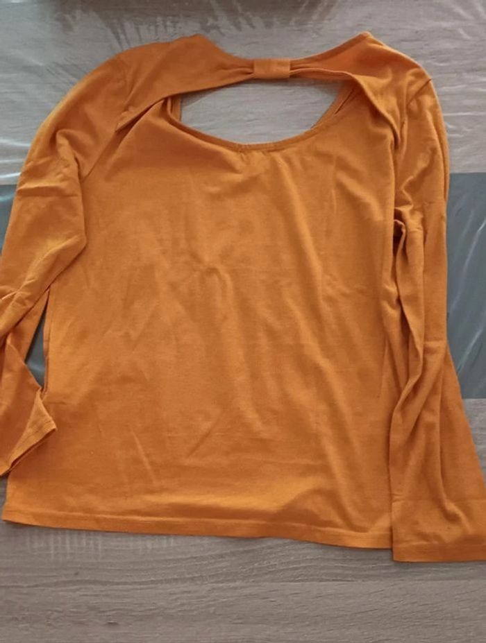 Top léger dos ouvert avec nœud - Orange/Ocre - Taille L - photo numéro 2