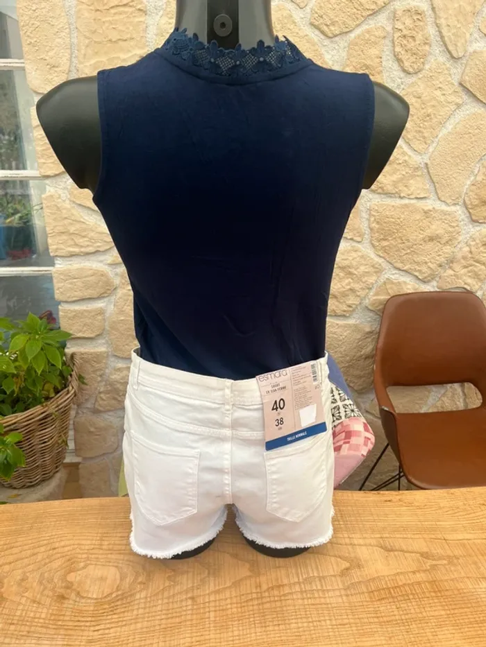 Short en jean femme été blanc taille M 38 - 40 esmara neuf étiqueté - photo numéro 6