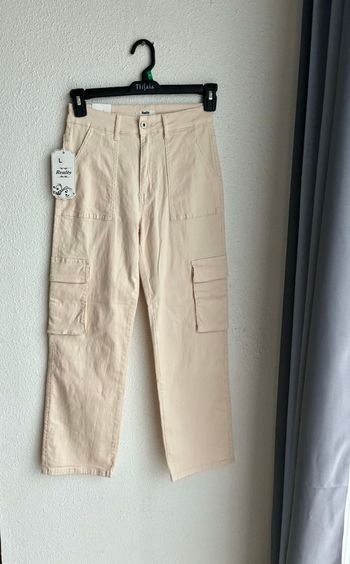 Jean cargo beige femme