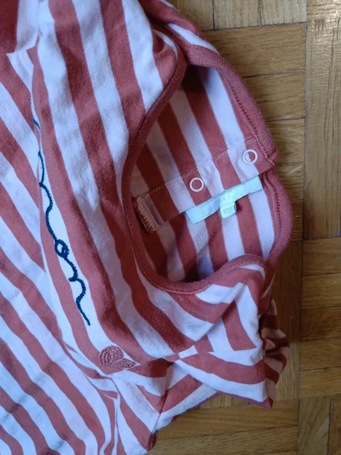 Tee shirt manches longues rose et orange rayé Cadet Rousselle 18mois - photo numéro 2