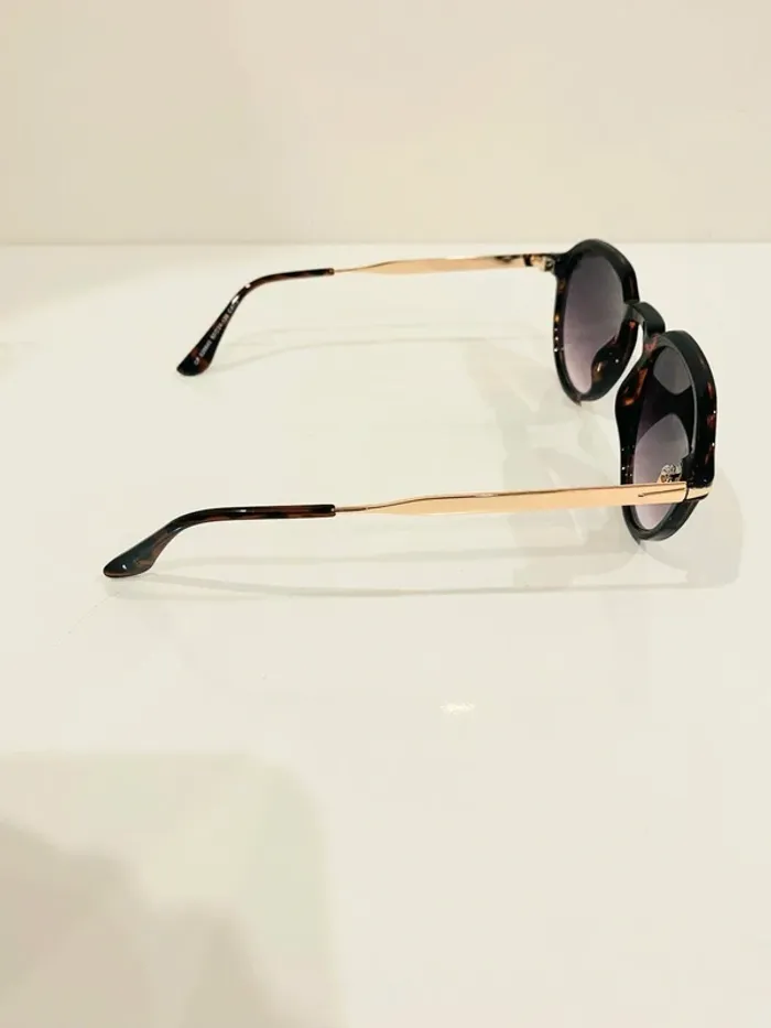 Lunette de soleil mixte marron léopard bras dorés uvprotection catégorie 3 - photo numéro 6