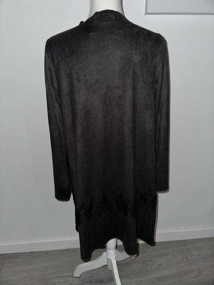 Cardigan long suédine et dentelle noir TU - photo numéro 3