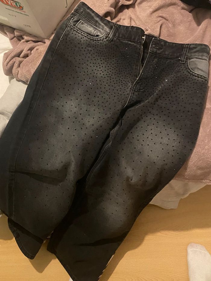 jean large pattes def noir à paillettes - photo numéro 3