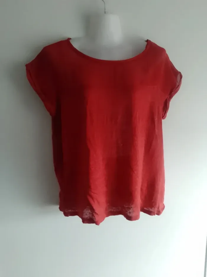 Top blouse Etam bi matière rouge taille L
