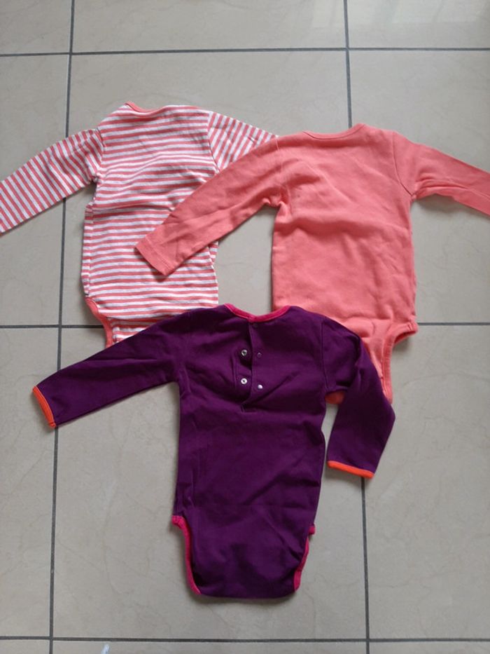 Lot de 3 bodys manches longues fille 12 mois - photo numéro 2