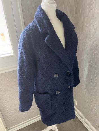 💙 Veste mi-longue en moumoute bleue foncée