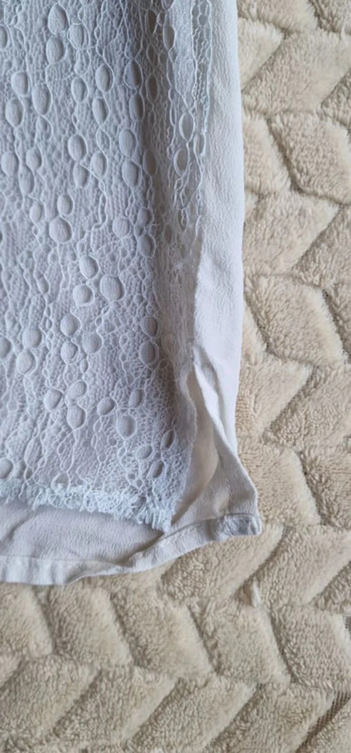 Blouse débardeur blanc à dentelle "Les petites" taille M - photo numéro 8