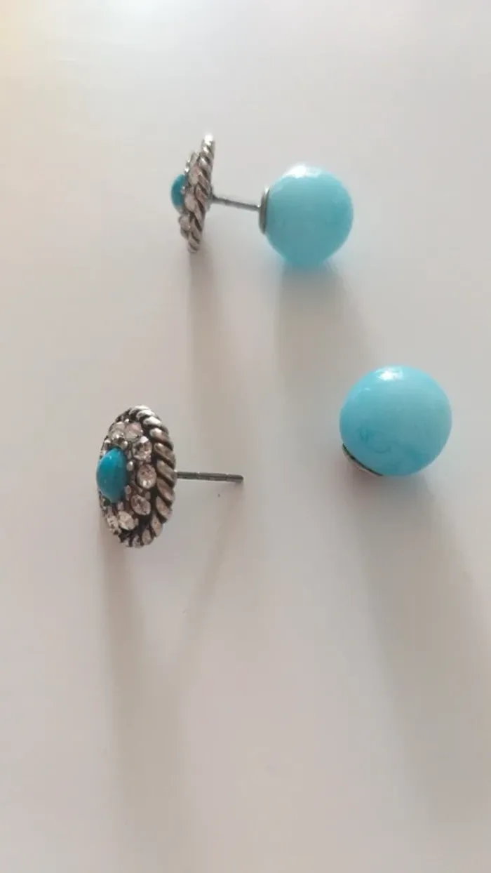 Boucles d'oreilles turquoises et argentées