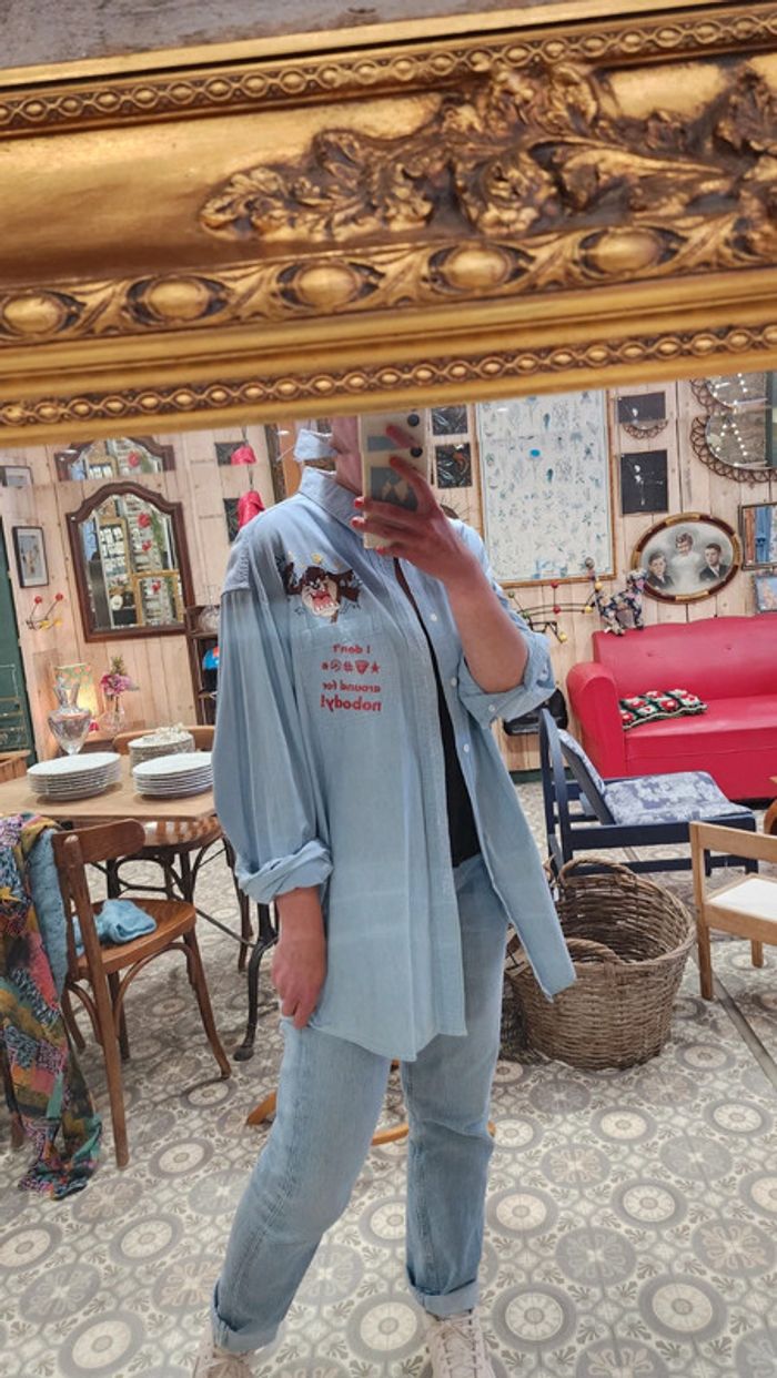 Chemise en coton brodé warner bros studio taille L - photo numéro 4