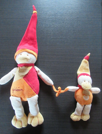 Peluche Doudou et compagnie Canard Gédéon avec son bébé comme neuve