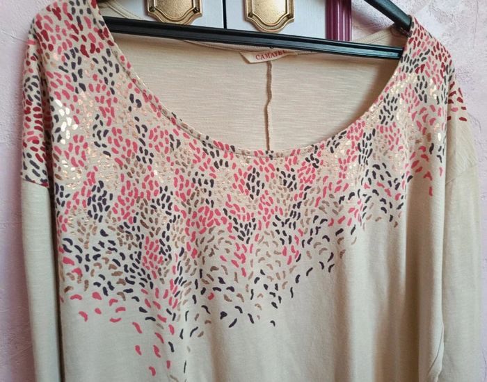 Haut Camaïeu beige imprimé T.3(40) - photo numéro 8