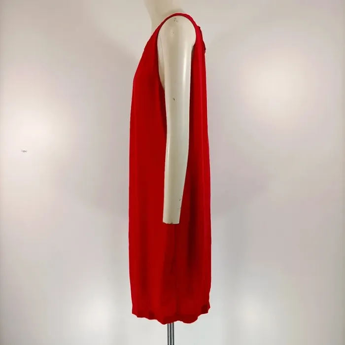 Robe rouge Camaïeu fluide taille 40 col rond dos noué A001 - photo numéro 4