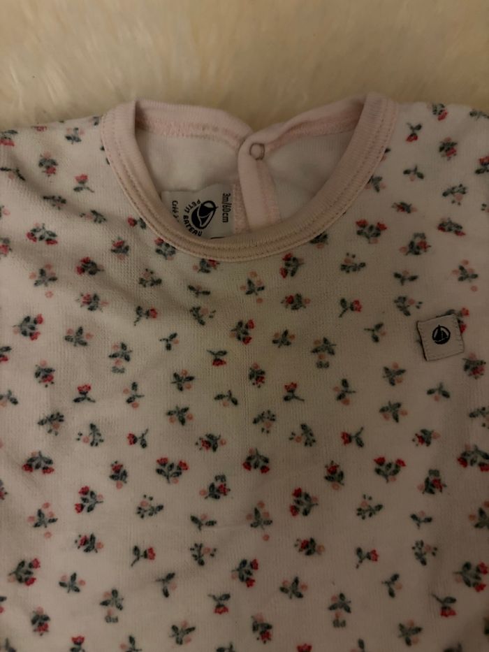 Petit Bateau Pyjama  en velours – 1 mois – Imprimé fleuri - photo numéro 4