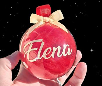 boule de noël personnalisée avec plumes