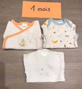 3 bodies manches longues garçon 1 mois
