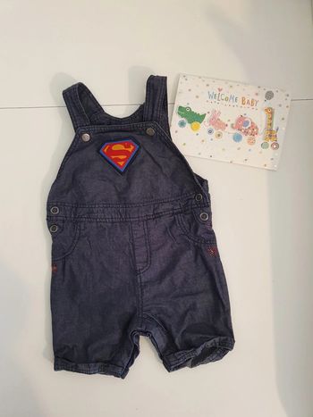 Salopette short Superman en jean souple denim 6 mois Justice League