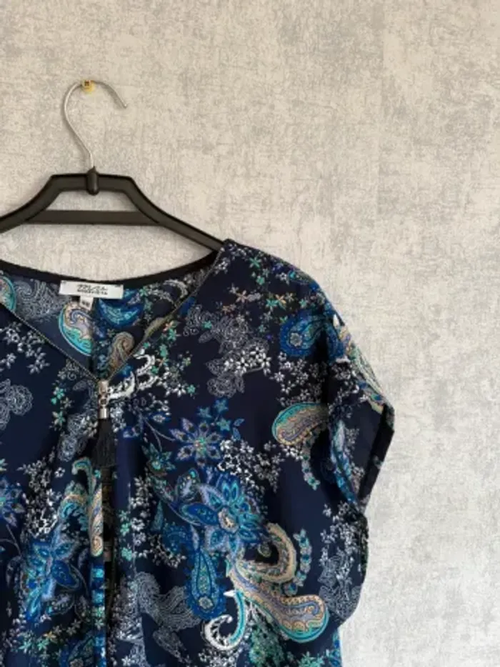 Robe fluide à motifs bleu foncé Modavista taille 48 - photo numéro 3