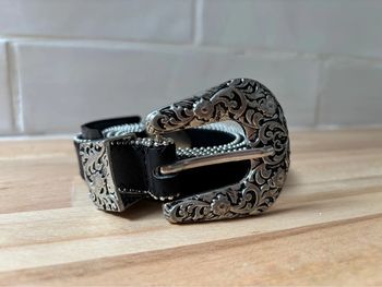 Ceinture noir western boucle argenté