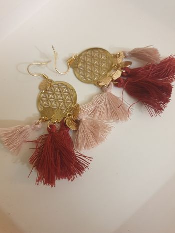 Boucles d'oreilles bohème doré et rose