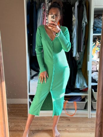 Robe longue verte côtelé pimkie