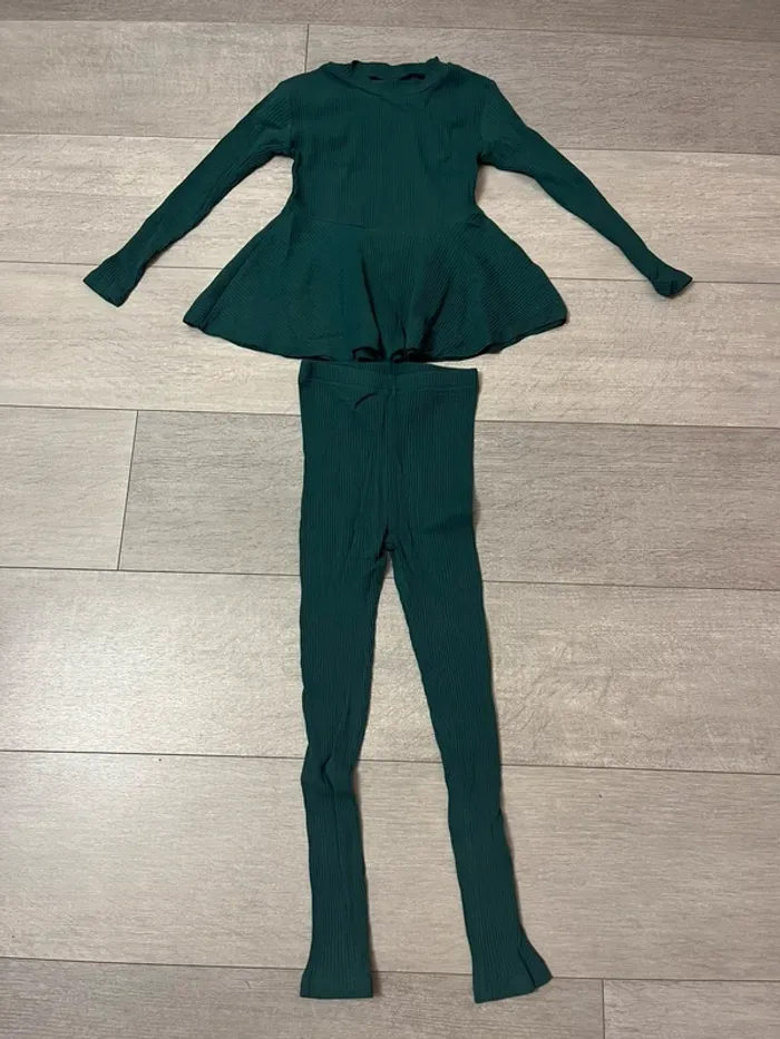 Ensemble confortable péplum vert fille SHEIN 120cm 5/6 ans - photo numéro 2