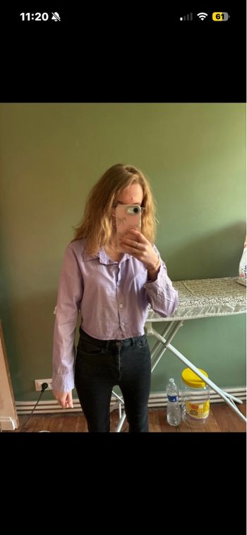 🌸 Chemise Cropped Lilas - 100% Coton