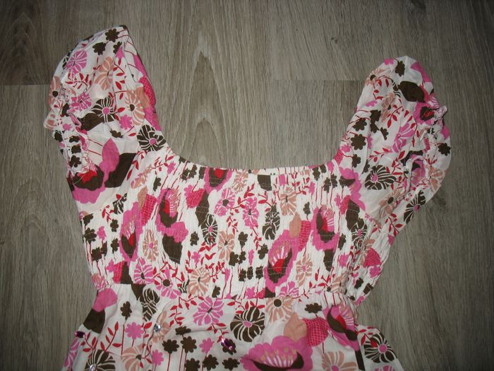 BLOUSE MC BLANC A FLEURS "MIM" - TAILLE 38 / 40 - n°01 - photo numéro 4