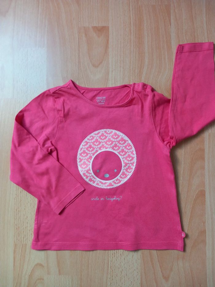 Tee-shirt manches longues rose Obaïbi 23 mois TBE