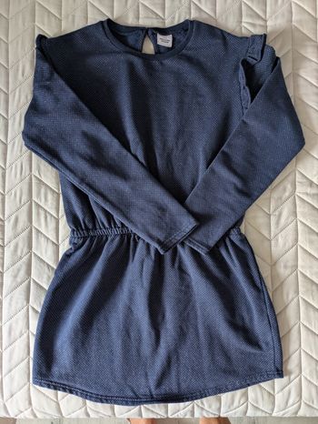 Robe manches longues bleue à paillettes fille Tape à l'oeil