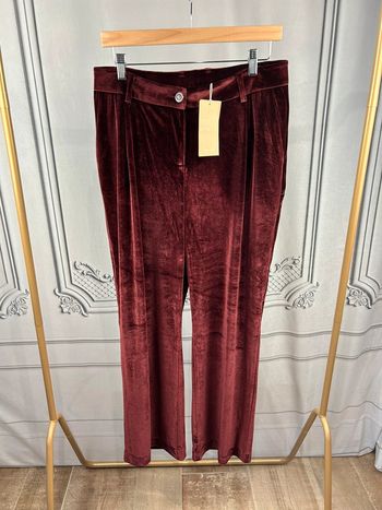 Pantalon large fluide velours Bordeaux Elora 42 neuf