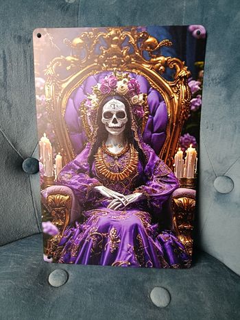 Plaque métal Santa muerte neuve 20x30cm