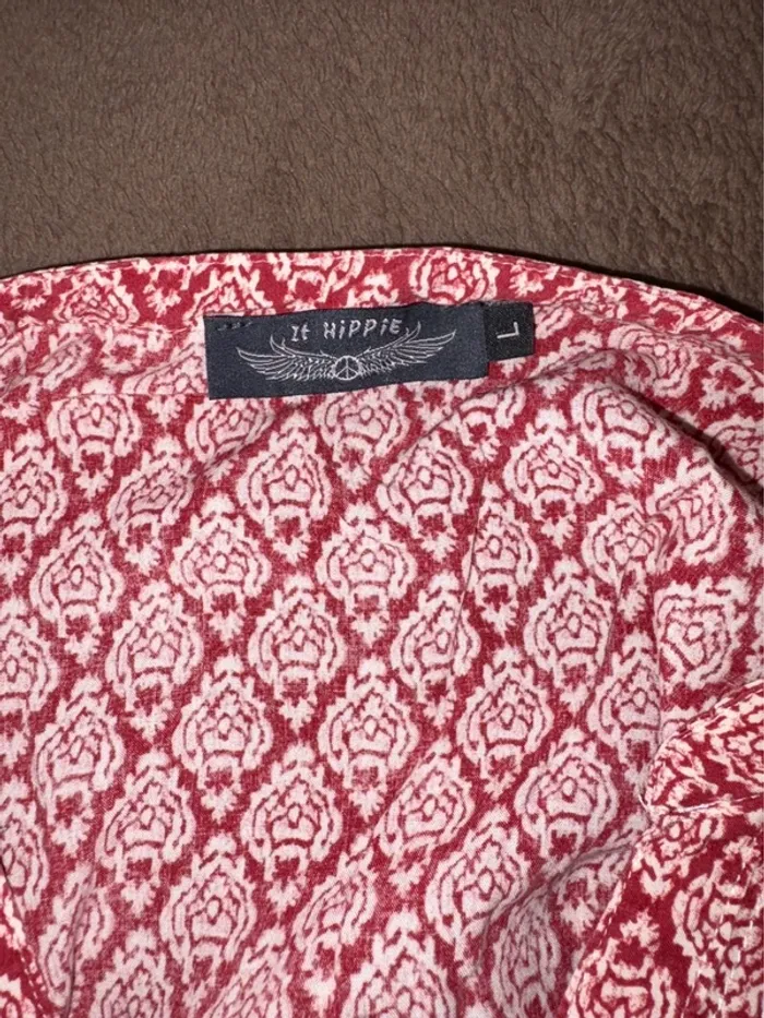 Blouse chemise femme rouge taille L it Hippie en très bon état - photo numéro 3