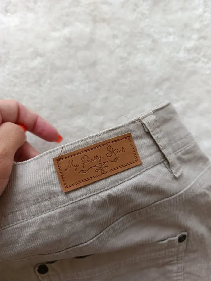 Jupe beige Cache cache velours côtelé 40 My pretty skinny neuve coton élasthanne - photo numéro 9