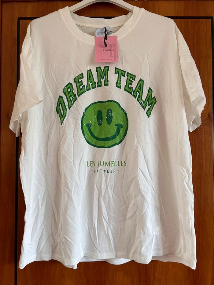 T-shirt blanc/vert Les Jumelles