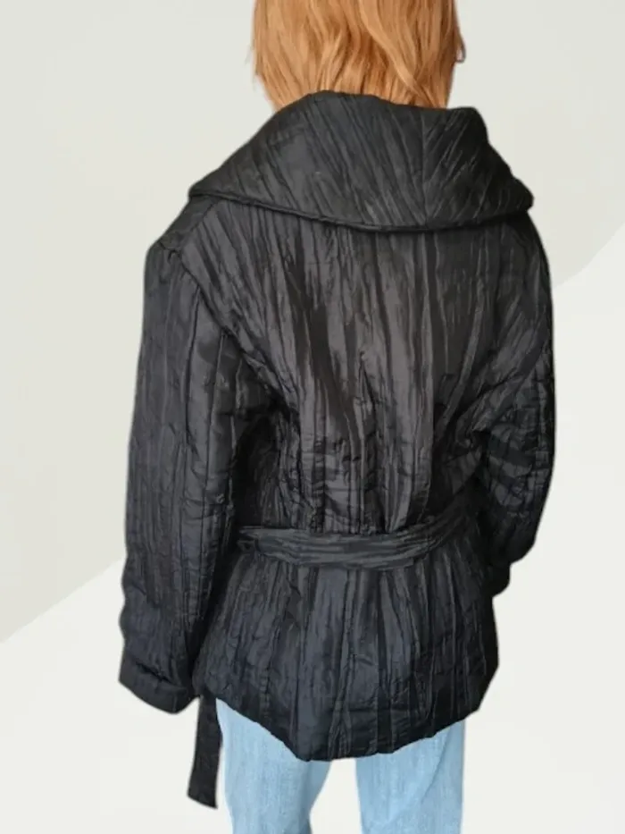veste matelassée style doudoune ,Miss Lisa ,port avec ceinture ,grand col - photo numéro 4