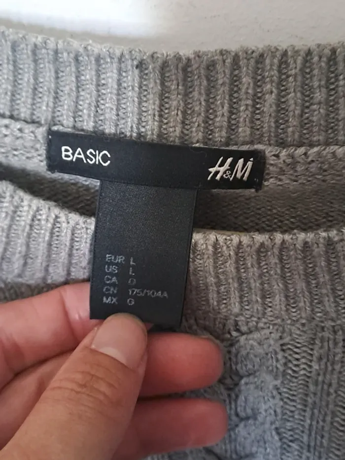 Pull gris tressée H&M Taille L - photo numéro 7
