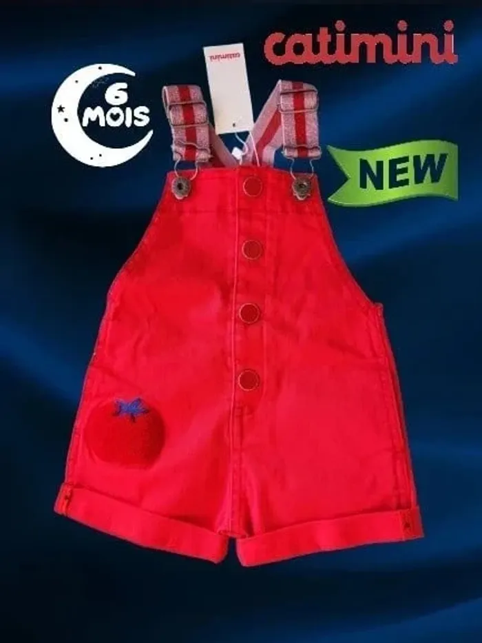💦 NEUF combi Catimini 6 mois rouge - photo numéro 2