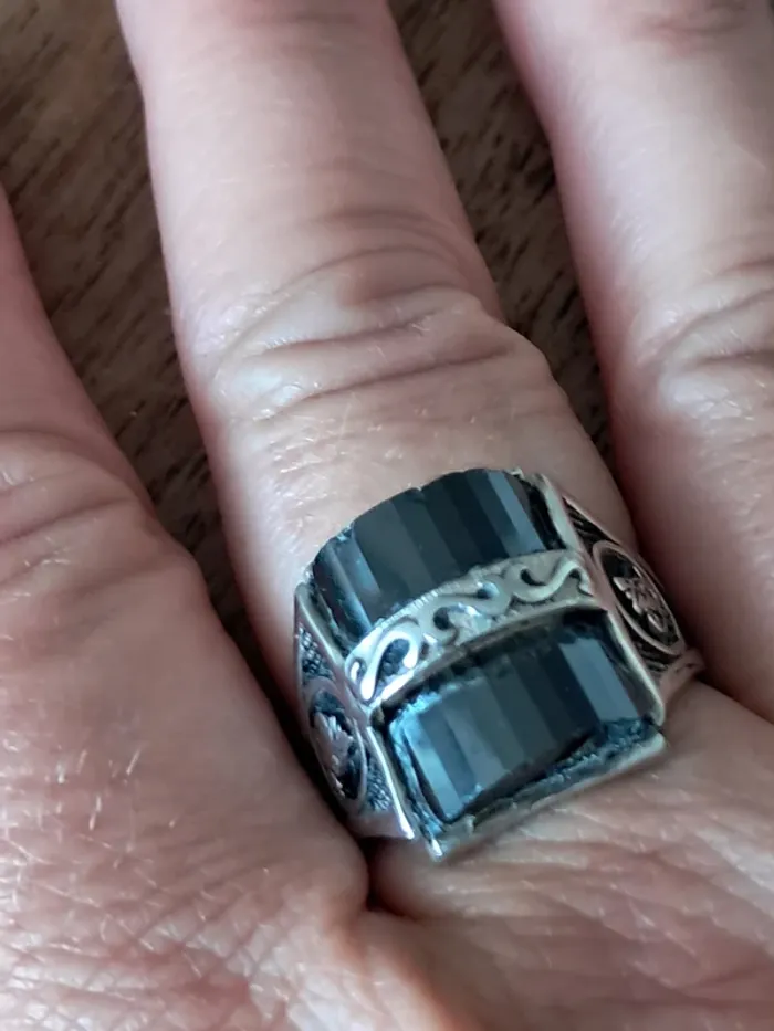 Bague en argent 925 et onyx vintage - photo numéro 2