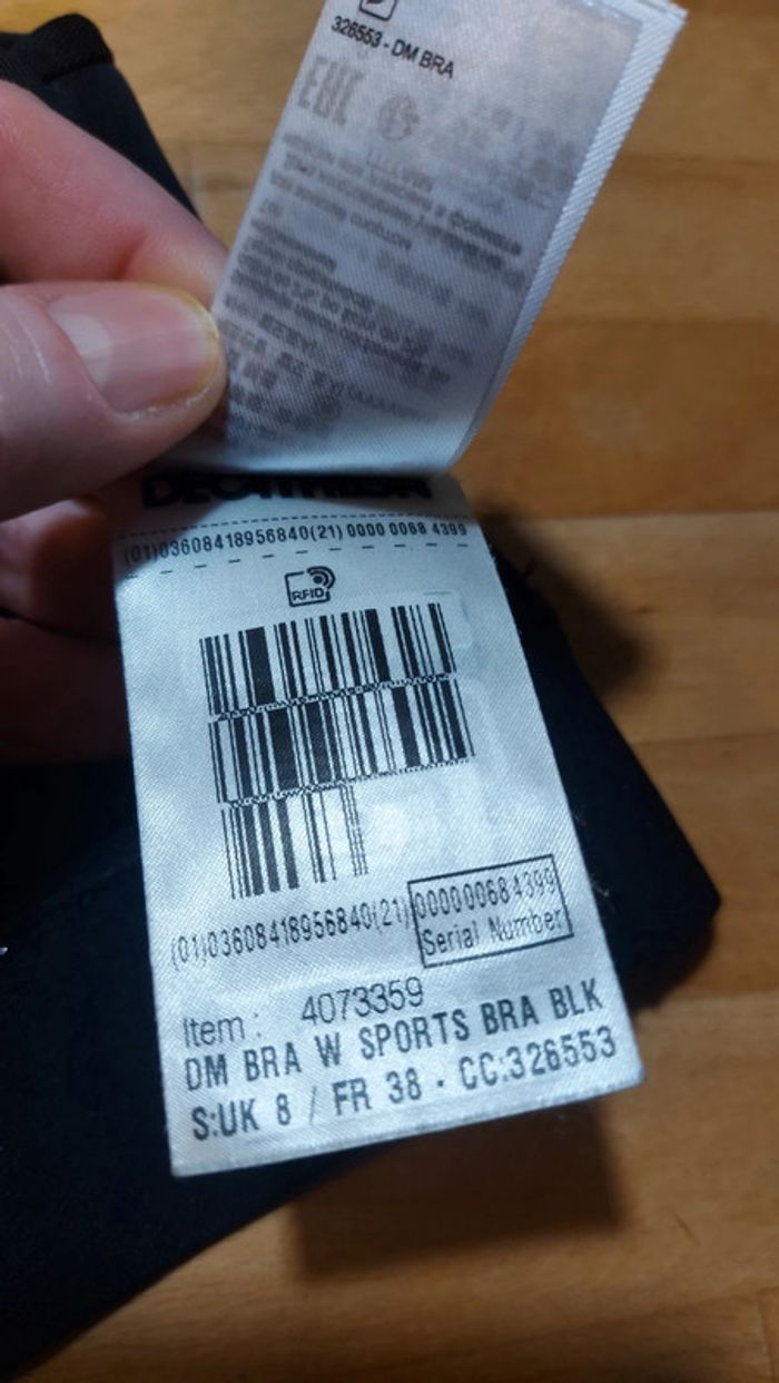 Brassiere de sport noire Decathlon eu/fr 38 - photo numéro 18