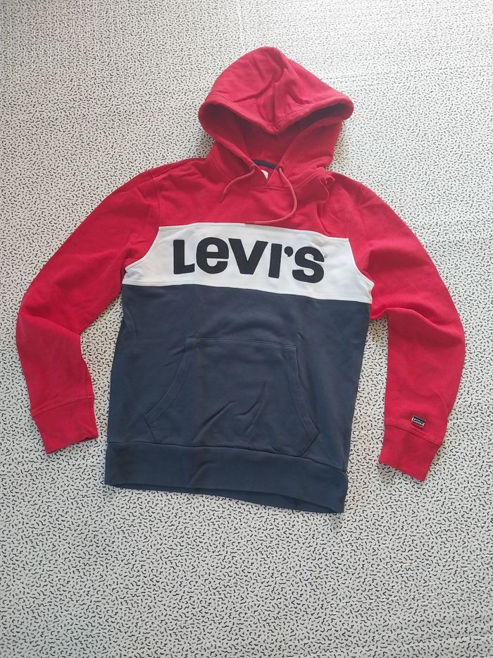 Sweat à capuche Levi’s tricolore rouge bleu blanc – Taille S